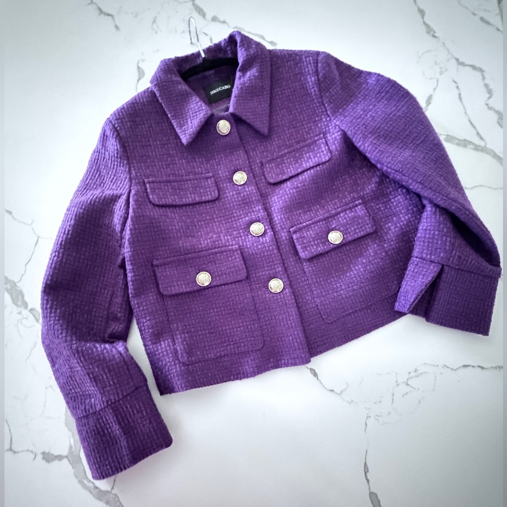 Dolce Cabo Purple Tweed Blazer Size Small